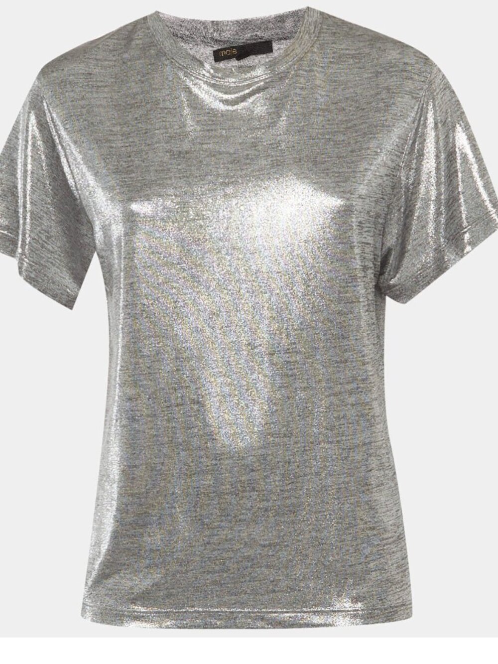 Maje Silver Lamé Jersey T-Shirt
